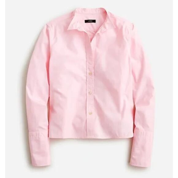 J. Crew Tops - J. Crew Thomas Mason® Womens Size 12 Cropped Crisp Cotton Button-Up Shirt Pink